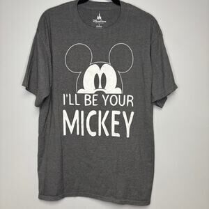 Disney Parks Dark Cotton Grey Mickey T-Shirt Mens Sz L